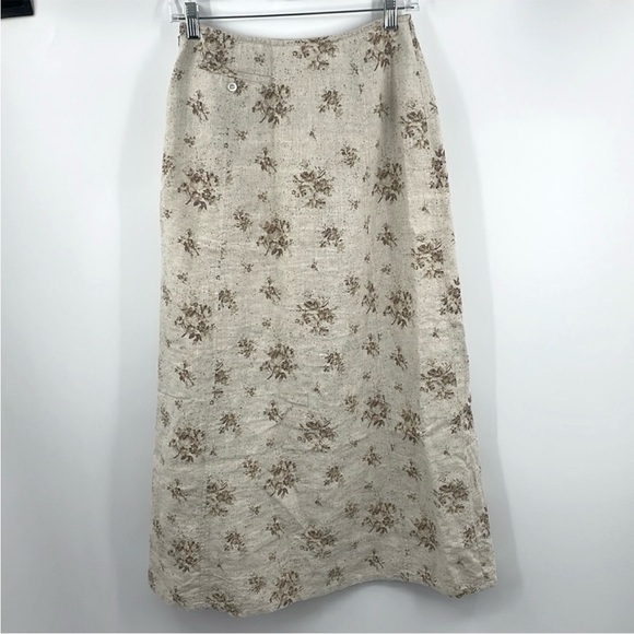 Vintage 90’s Y2k Laura Ashley 100% Linen Floral Skirt Size US 6 - Picture 3 of 7